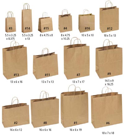 Brown Paper Bag Size Chart